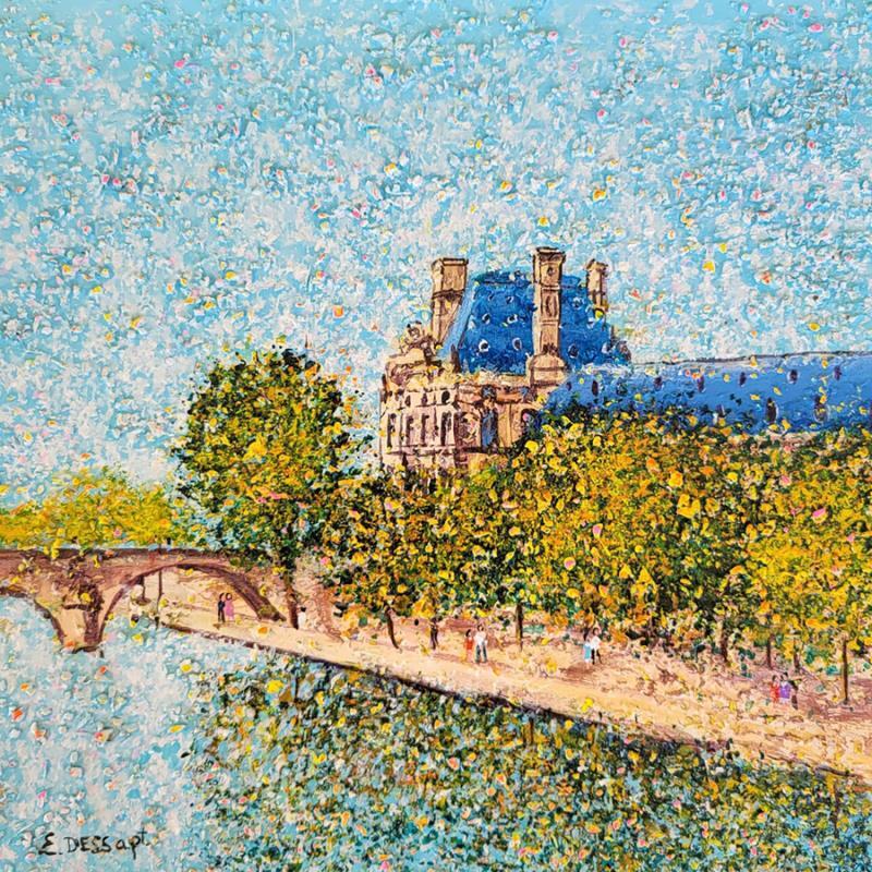 Painting Automne sur le Louvres by Dessapt Elika | Painting Impressionism Acrylic, Sand Life style, Pop icons, Urban