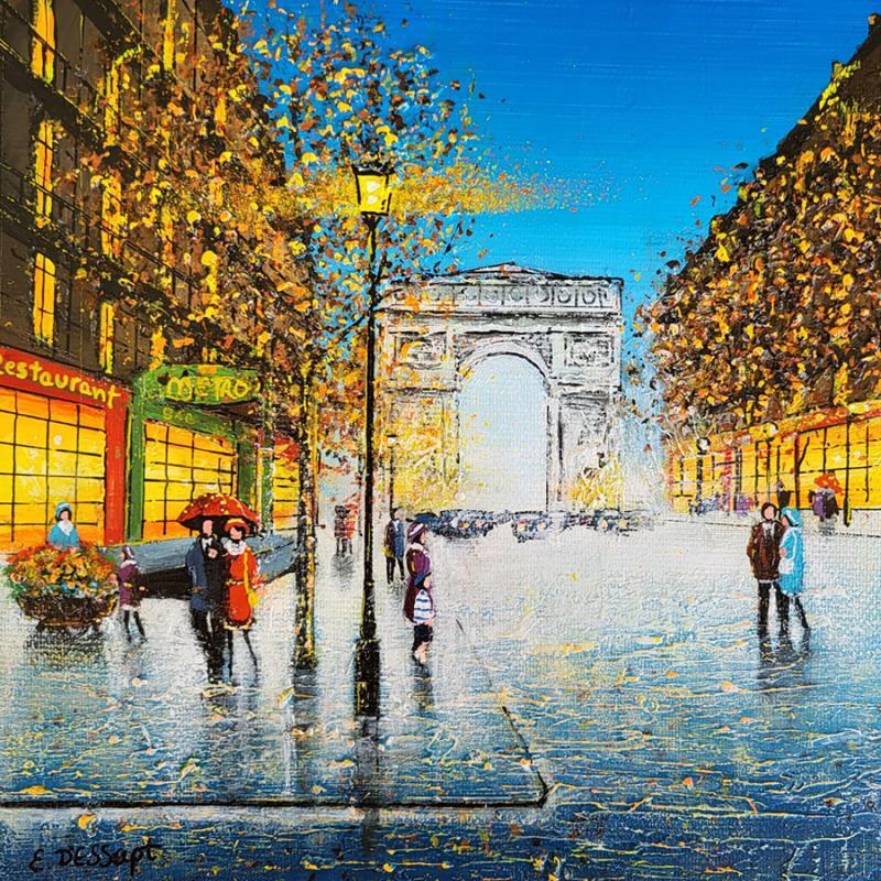Painting L'élégance des Champs-Elysées by Dessapt Elika | Painting Impressionism Acrylic, Sand Life style, Pop icons, Urban