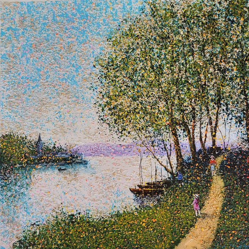 Painting Eclats d'automne by Dessapt Elika | Painting Impressionism Acrylic, Sand Landscapes, Life style, Nature