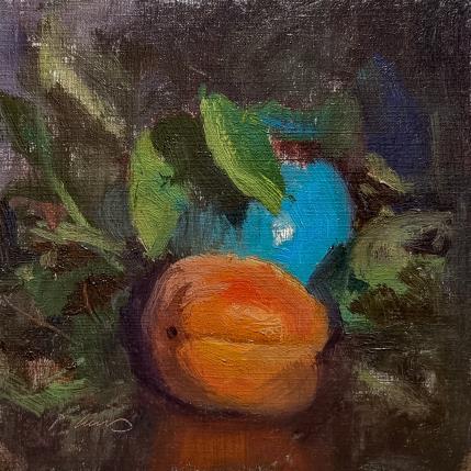Painting Abricot et Pot Bleu by Giroud Pascal | Painting Figurative Oil still-life