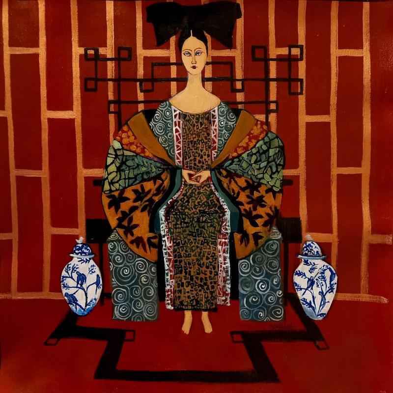Gemälde Kublai's wife von Sundblad Silvina | Gemälde Figurativ Acryl Pastell