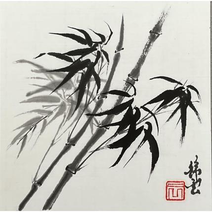 Peinture Bambous dans le vent par Tayun | Tableau Figuratif Encre Nature