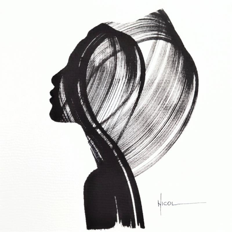 Painting Time XXV by Nicol | Painting Figurative Portrait Ink
