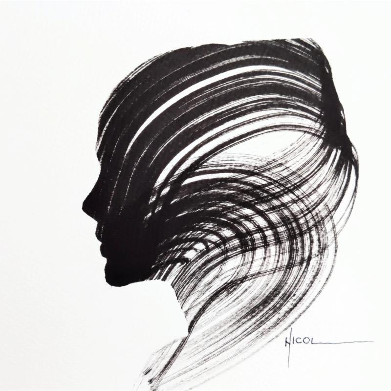 Painting Time XXI by Nicol | Painting Figurative Portrait Ink