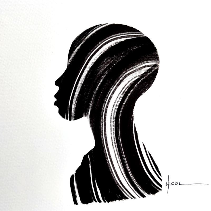 Painting Time XXXV by Nicol | Painting Figurative Portrait Ink