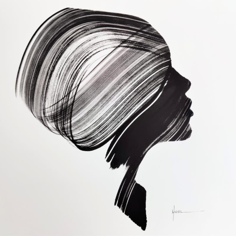 Painting Time LXVII by Nicol | Painting Figurative Portrait Ink