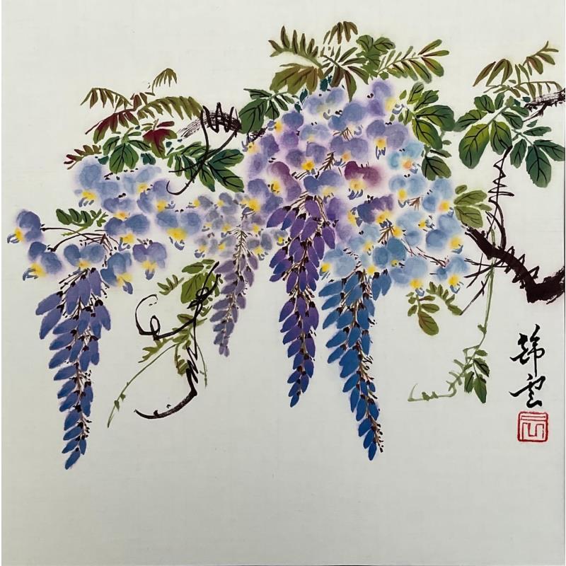 Peinture Glycines par Tayun | Tableau Figuratif Nature Aquarelle Encre