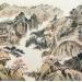 Gemälde Vallée embrumée von Tayun | Gemälde Figurativ Landschaften Natur Aquarell Tinte