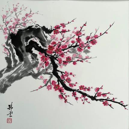 Gemälde Cerisier en fleurs von Tayun | Gemälde Figurativ Aquarell, Tinte Natur