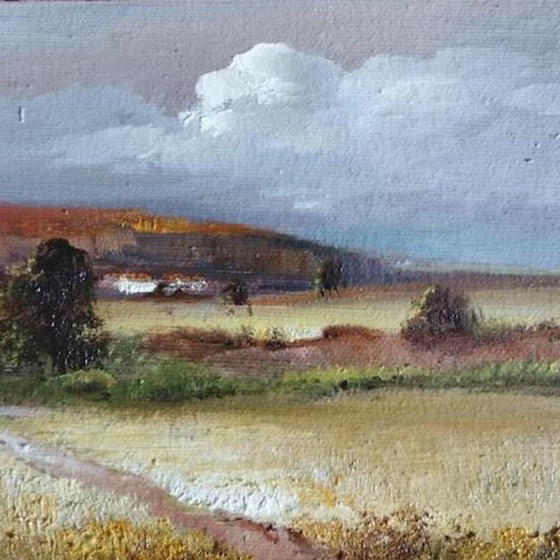 Painting Atar decer en Castilla by Cabello Ruiz Jose | Painting Realism Oil Landscapes