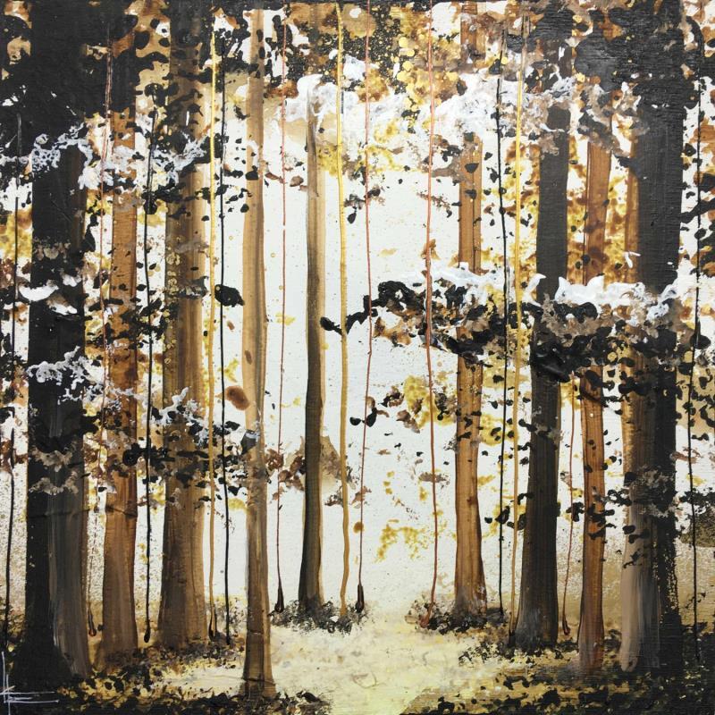 Gemälde Forêt silencieuse 2 von Locoge Alice | Gemälde Figurativ Natur Acryl