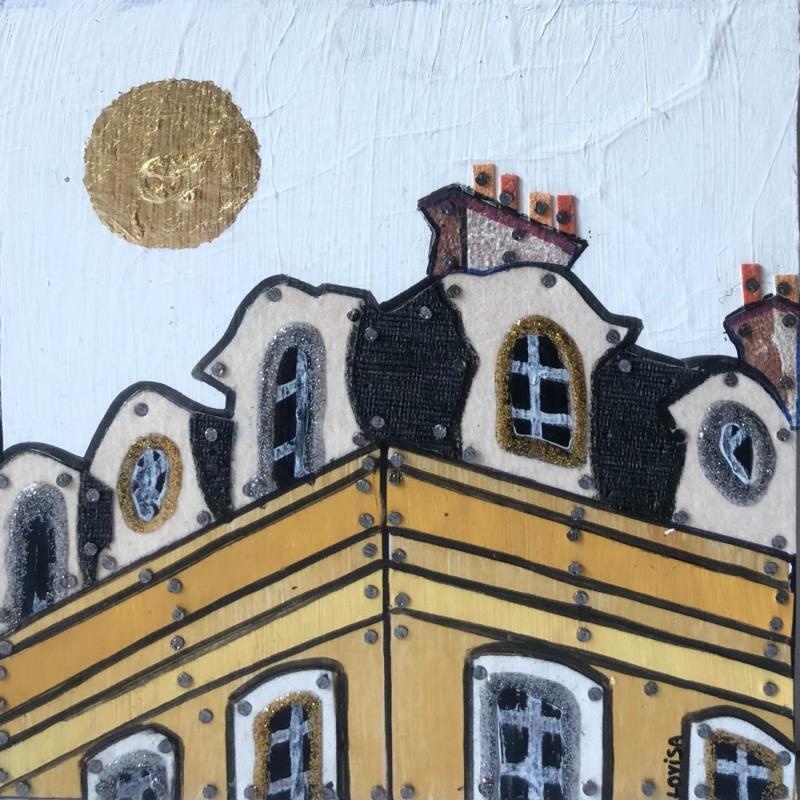 Painting Chic Parisien by Lovisa | Painting Figurative Urban Acrylic Gluing Posca Gold leaf Upcycling