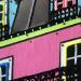 Gemälde L'été à Paris von Lovisa | Gemälde Pop-Art Urban Acryl Collage Posca Blattgold Upcycling