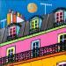 Gemälde L'été à Paris von Lovisa | Gemälde Pop-Art Urban Acryl Collage Posca Blattgold Upcycling