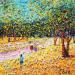 Painting Au rythme des feuilles by Dessapt Elika | Painting Impressionism Acrylic Sand