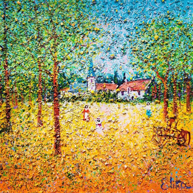 Gemälde La poésie du paysage von Dessapt Elika | Gemälde Impressionismus Acryl, Sand Pop-Ikonen