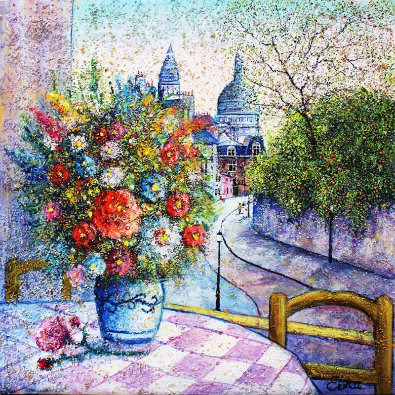 Painting Le bouquet de Montmartre by Dessapt Elika | Painting Impressionism Acrylic, Sand