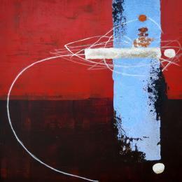 Painting abstract red C 53 by Wilms Hilde | Painting Abstract Acrylic, Cardboard, Gluing