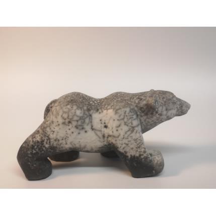 Sculpture L'ours qui marche  by Roche Clarisse | Sculpture Figurative Ceramics, Raku Animals, Black & White, Nature