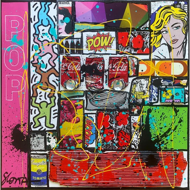 Painting Pow by Costa Sophie | Painting Pop-art Acrylic, Gluing, Upcycling Pop icons
