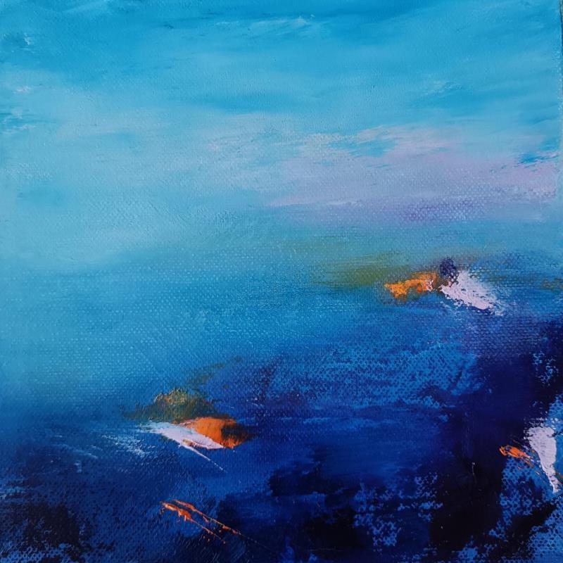 Painting Mer agitée by Chebrou de Lespinats Nadine | Painting Abstract Landscapes Oil