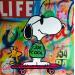 Gemälde Snoopy et woodstock skate von Kikayou | Gemälde Pop-Art Pop-Ikonen Graffiti Acryl Collage