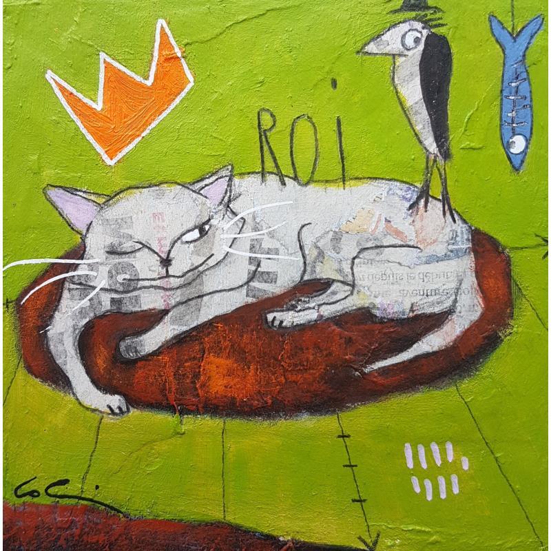Painting Roi by Colin Sylvie | Painting Raw art Acrylic, Gluing, Pastel Animals