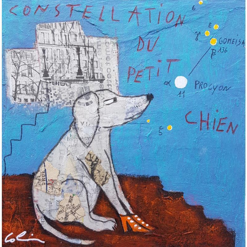 Painting Constellation du petit chien #3 by Colin Sylvie | Painting Raw art Acrylic, Gluing, Pastel Animals