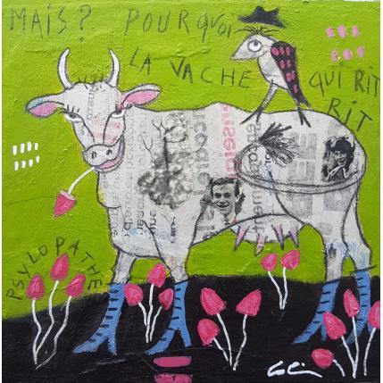 Painting La vache qui rit by Colin Sylvie | Painting Raw art Acrylic, Gluing, Pastel Animals