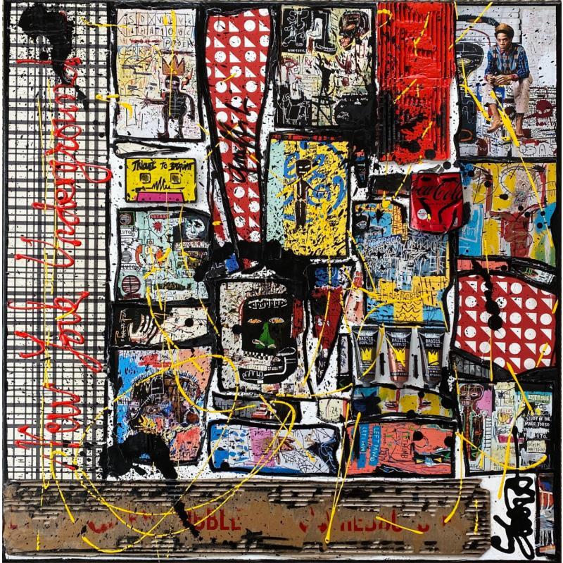 Painting Basquiat the one  by Costa Sophie | Painting Pop-art Acrylic, Gluing, Upcycling