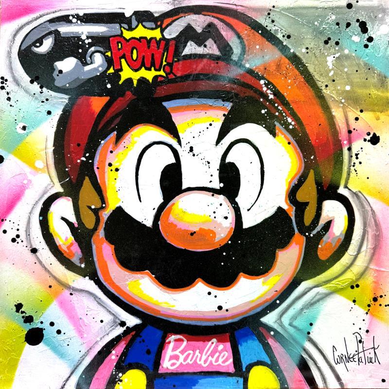 Painting Mario loves Barbie by Cornée Patrick | Painting Pop-art Graffiti Oil