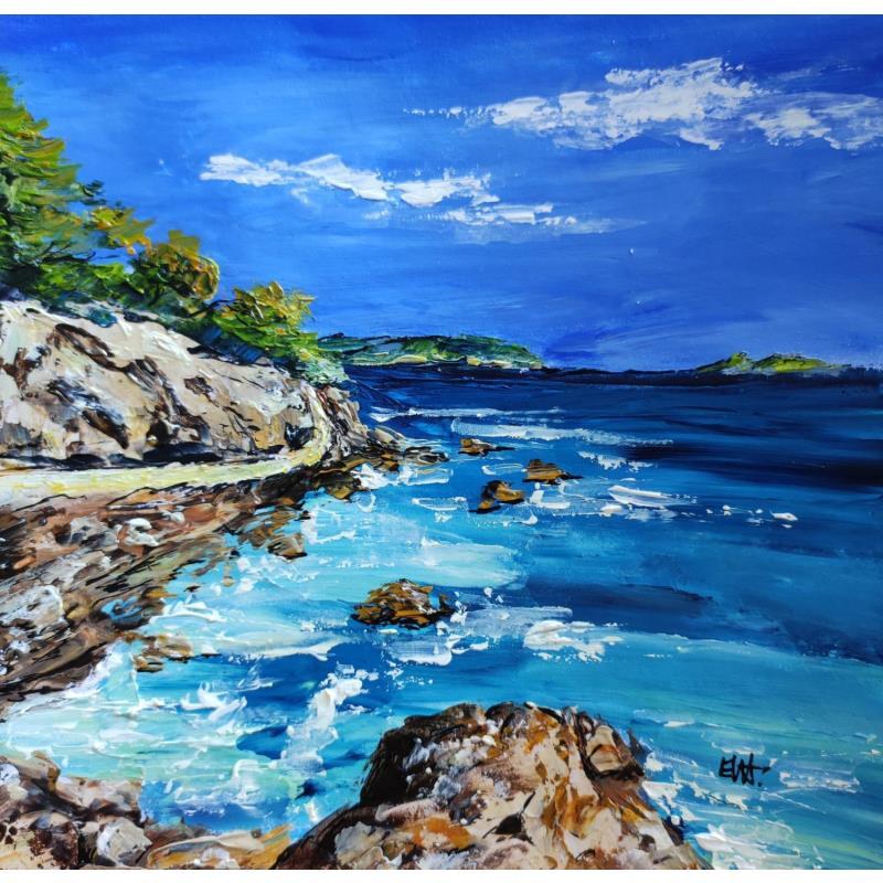Painting Balade au bord de la mer by Rey Ewa | Painting Figurative Landscapes Acrylic