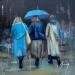Peinture Conversation sous la pluie par Jung François | Tableau Figuratif Huile