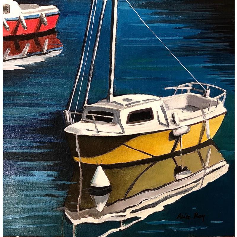 Painting Le Bateau jaune by Alice Roy | Painting Figurative Acrylic Marine, Pop icons