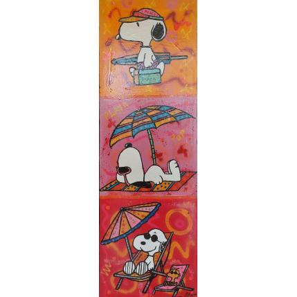 Peinture Snoopy beach by 3 par Kikayou | Tableau Pop-art Acrylique, Collage, Graffiti