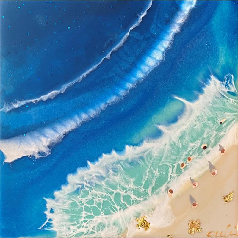 Peinture Paradis tropical  par Aurélie Lafourcade painter | Tableau Figuratif Acrylique, Résine Marine, Minimaliste