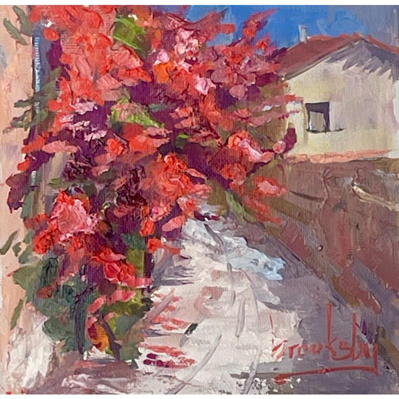 Painting French Riviera Alley by Brooksby | Painting Figurative Landscapes Nature Oil