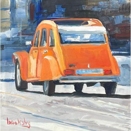 Gemälde Deux Chevaux Orange von Brooksby | Gemälde Figurativ Öl Alltagsszenen, Pop-Ikonen, Urban