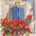 Gemälde Windowbox Geraniums von Brooksby | Gemälde Figurativ Landschaften Architektur Öl