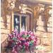 Gemälde Parisian Window: Flower Power von Brooksby | Gemälde Figurativ Landschaften Architektur Öl