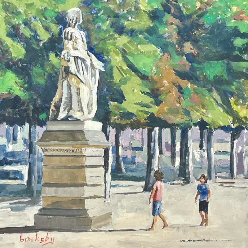 Painting Deux Gars et Une Reine. by Brooksby | Painting Figurative Oil Landscapes, Life style