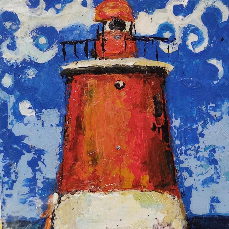 Painting Faro roig by Villanueva Puigdelliura Natalia | Painting Figurative Marine
