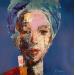 Painting Bleu nuit by Yavru Irfan | Painting Figurative Portrait Oil