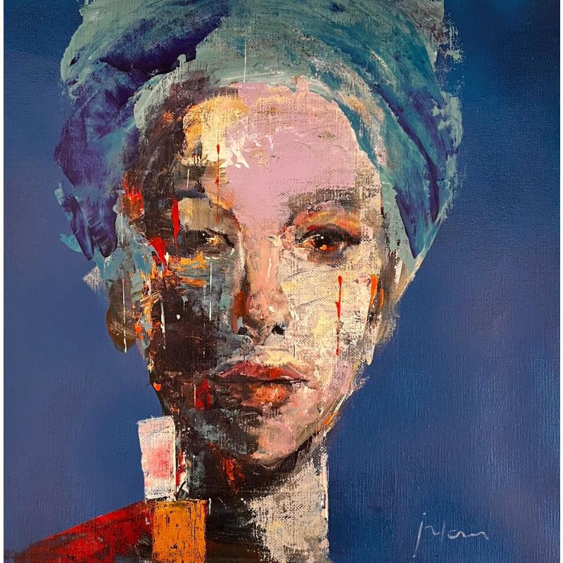 Painting Bleu nuit by Yavru Irfan | Painting Figurative Oil Portrait
