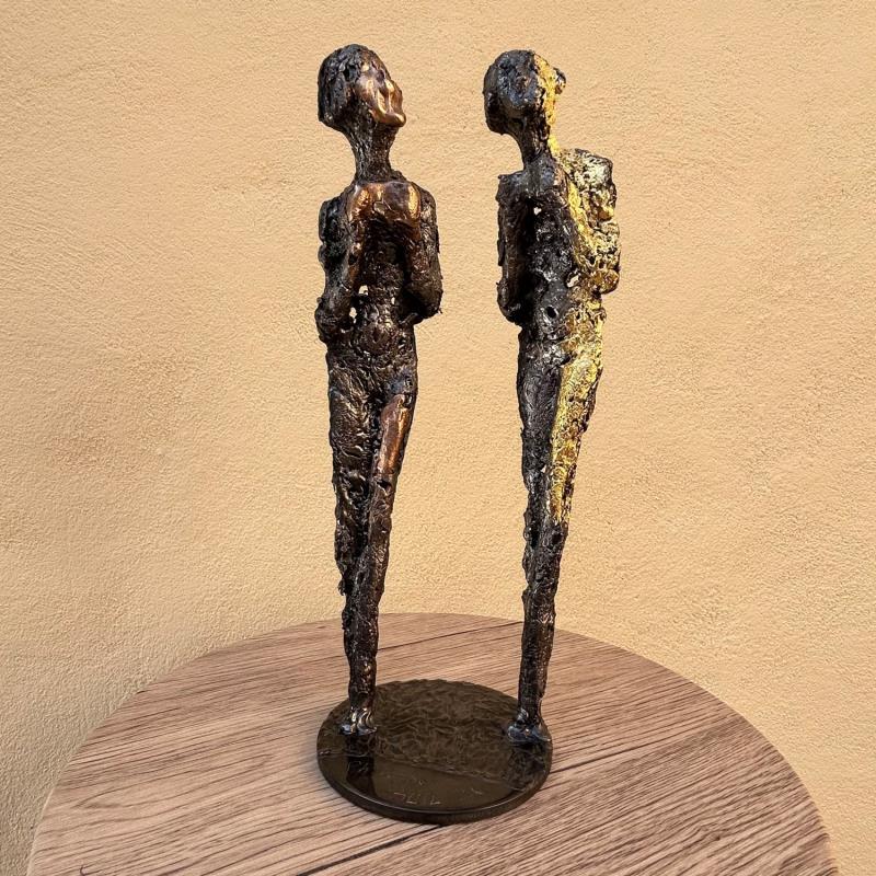 Sculpture Duo de Muses 65-23 par Buil Philippe | Sculpture Figuratif Scènes de vie Métal Feuille d'or Bronze