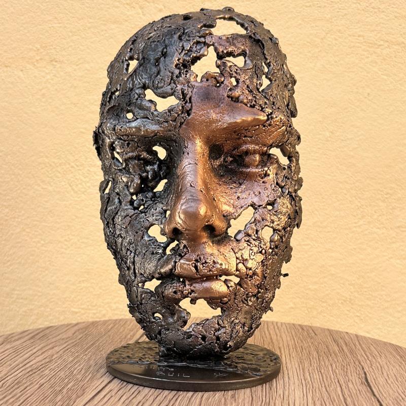 Skulptur Une larme 67-23 von Buil Philippe | Skulptur Figurativ Bronze, Metall Porträt