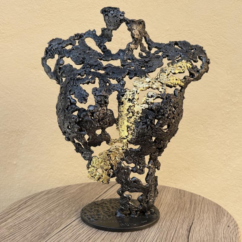 Sculpture Pavarti Roseline by Buil Philippe | Sculpture Figurative Nude Life style Mode Metal Gold leaf