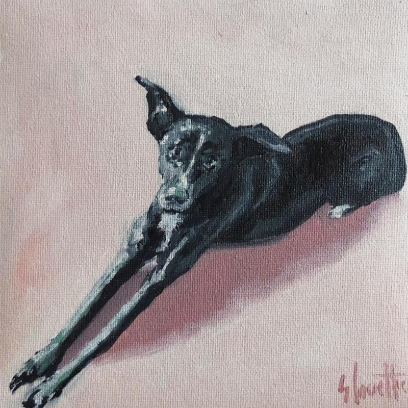 Painting Lying dog by Coueffic Sébastien | Painting Realism Oil Pop icons