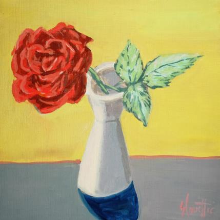 Painting Red rose by Coueffic Sébastien | Painting Figurative Oil