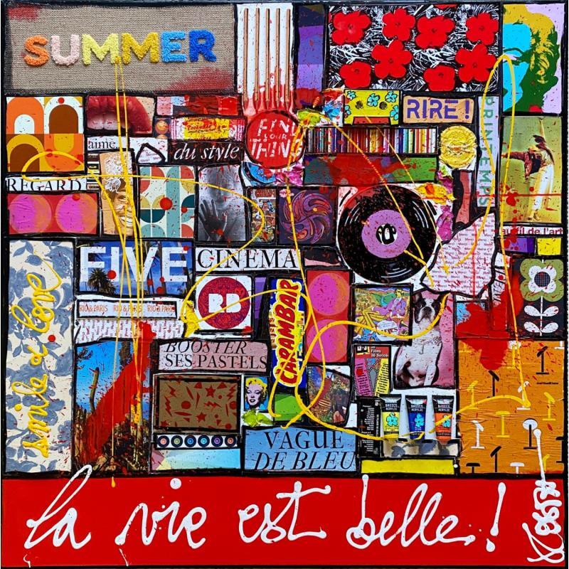 Painting La vie est belle by Costa Sophie | Painting Pop art Acrylic, Gluing, Upcycling Pop icons